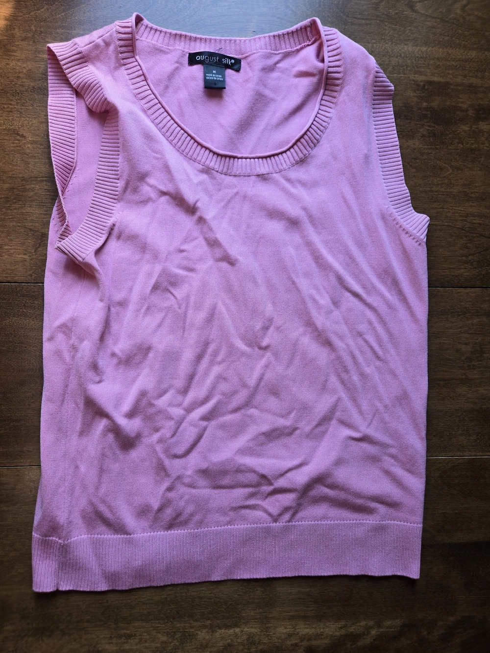 AUGUST SILK Sleeveless Knit Shell Top Pink Medium